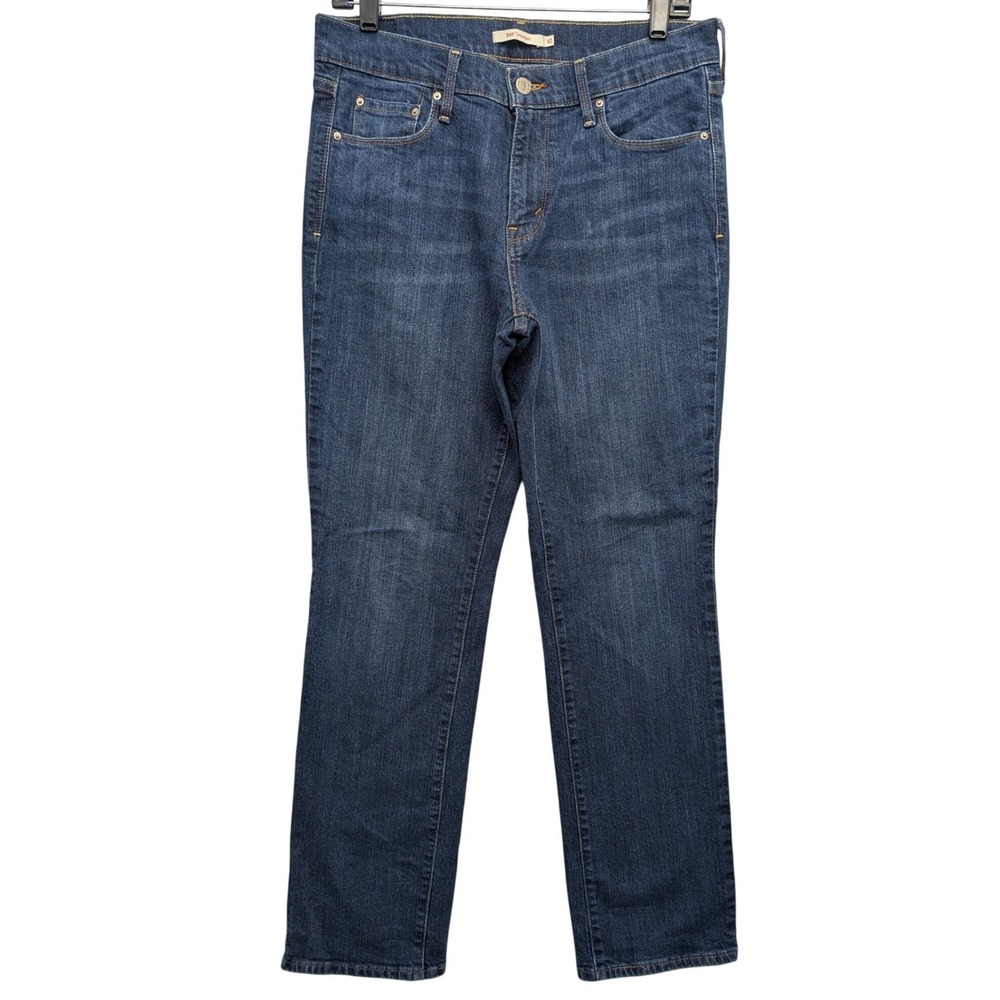 Levi's 505 Straight Jeans Womens 10M Blue‎ Dark Wash Stretch